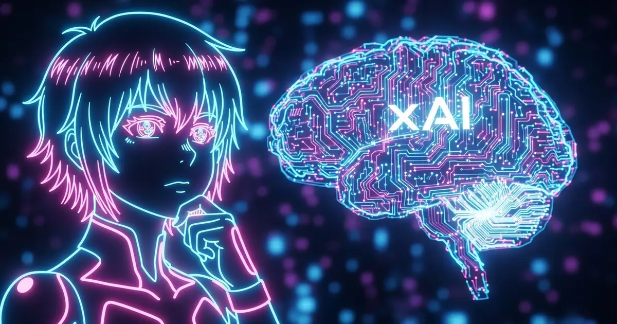 Imagem de uma personagem de anime com elementos de tecnologia, representando a contratação de um engenheiro de 'waifus' pela xAI.